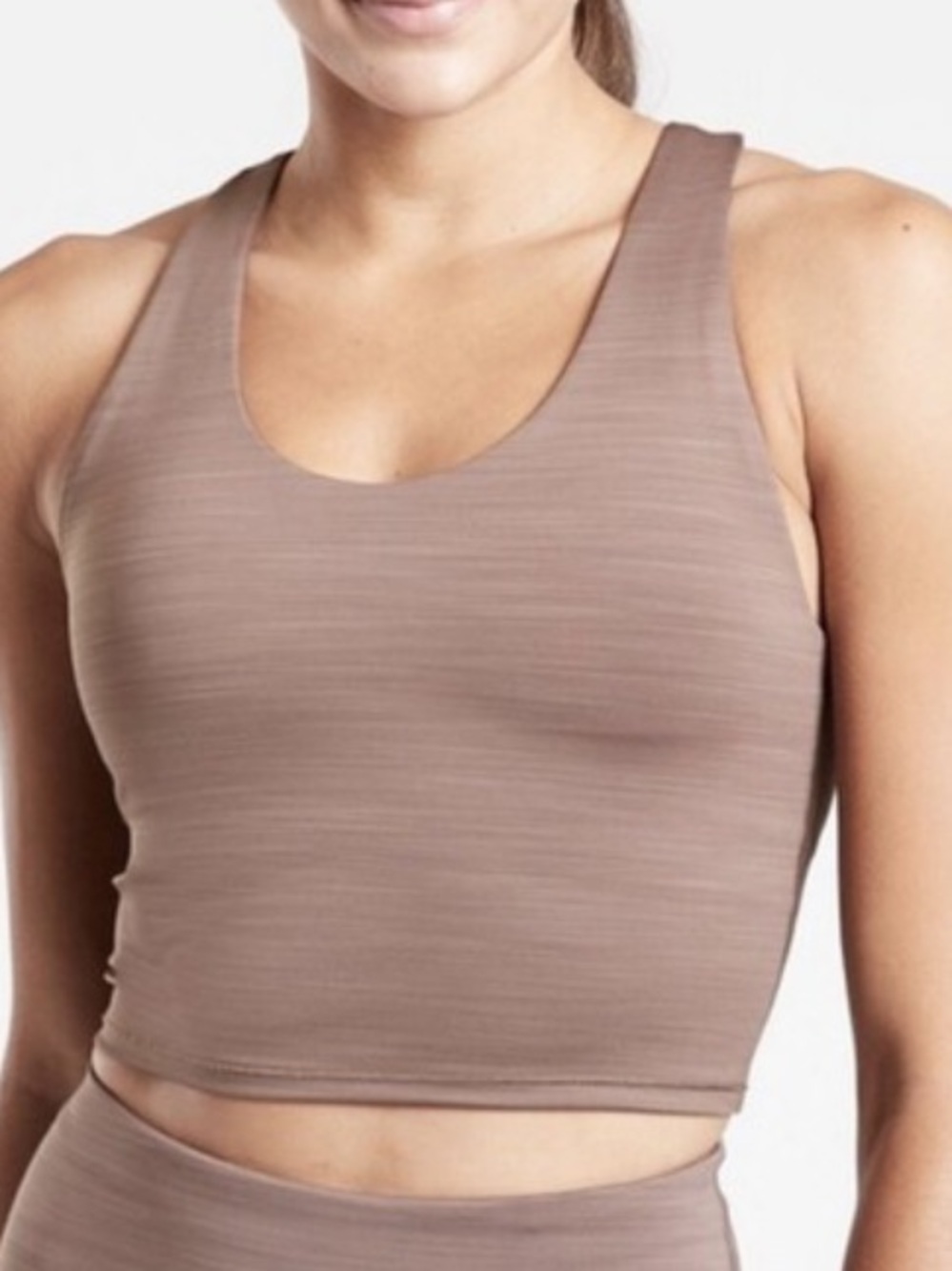 ATHLETA XL Ultimate Space Dye Crop Supersonic Bra Top Smoked Almond Brown
